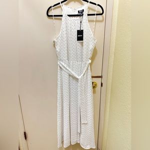 NWT DKNY White w/black polkadots maxi dress Size 14